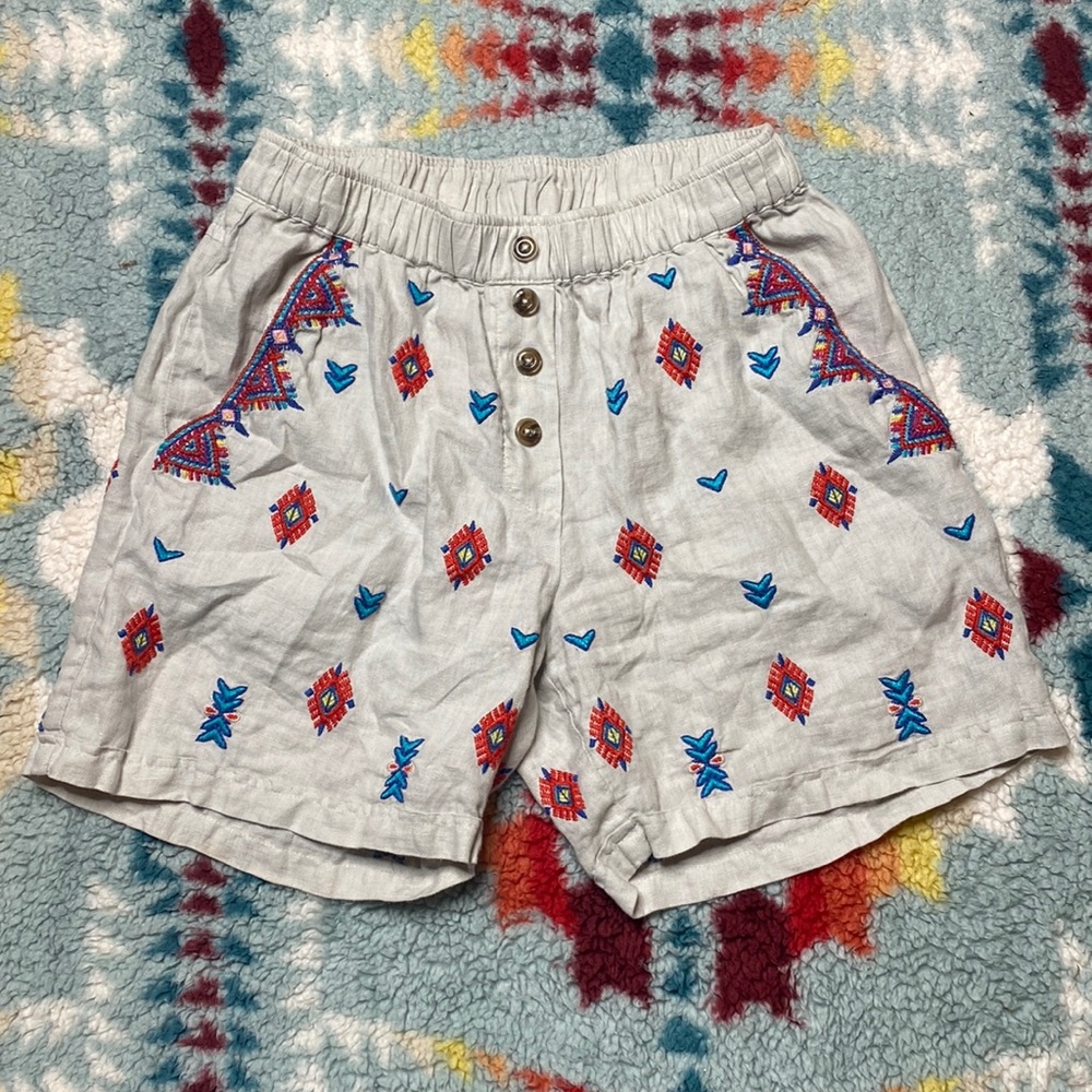 Johnny Was embroidered linen shorts - Picture 1 of 6